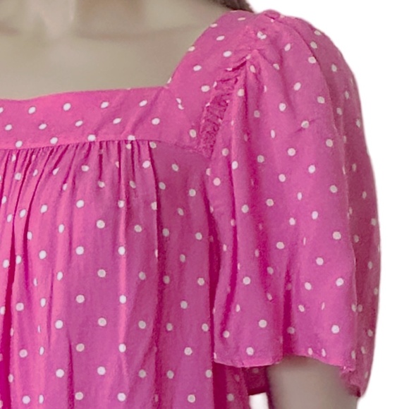 Draper James Maren Top Blouse Bubblegum Pink Polka Dot 100% Rayon Breezy Flowy - Picture 10 of 15